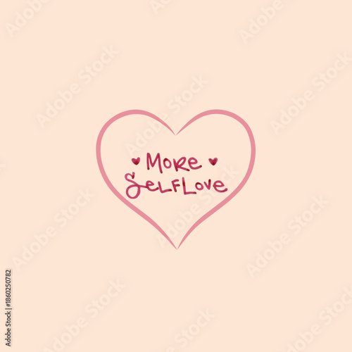 Mental Health and Self-Care Concept: Beautiful Woman Hugging Herself with Hearts and Positive Affirmations for Self-Love and Wellbeing