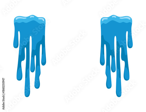 Cartoon tear drops icon. Sorrow cry streams, tear blob. Crying fluid, falling blue water drops. Isolated vector for sorrowful character weeping expression. Wet grief droplets