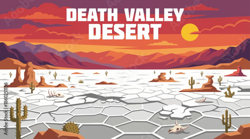 Death Valley Desert displays vast salt flats, cracked earth, distant mountains, and dramatic desert skies, representing extreme climate, arid beauty, and one of the hottest natural landscapes in Ameri