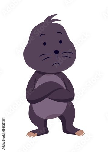 Vector cartoon mole. Cute illustration of funny animal for children design