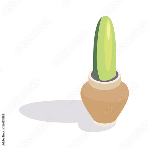 Isometric pot plant. Palm icon for interior designs. Vector illustration isolated on a white background