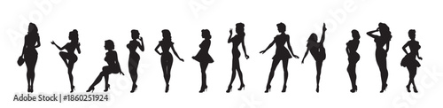pinup girls silhouette white background