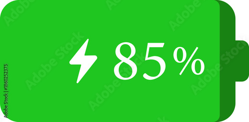 Battery Percentage Icon. Battery charge level indicators showing different power levels isolated on transparent background. Monochrome battery charge level indicator icons.