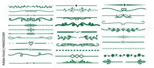 Decorative line borders, elegant design elements. Vector set of ornate patterns for invitations, certificates, documents. Vintage, swirls, flourishes. Black on white, intricate, detailed