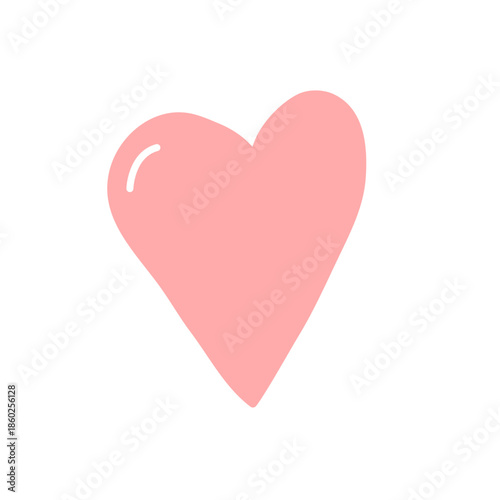  Heart Icon in Soft Pink color Isolated on Transparent Background. Hand drawn style. Vector illustration 