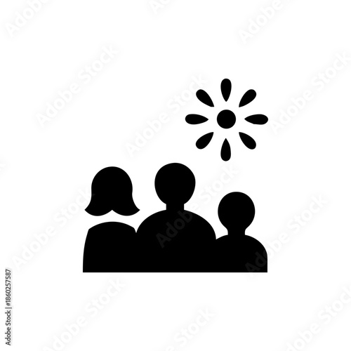 Minimal Family Watching Fireworks Illustration in Elegant Festive Style Vector illustration