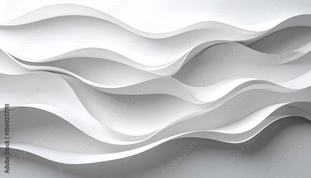 Fototapeta premium 白い波が重なる抽象的な背景