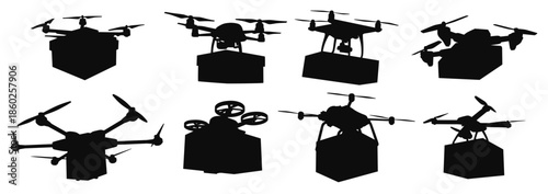 Drone flying with delivery box