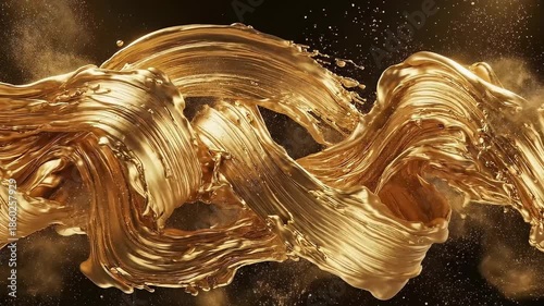 Elegant Swirl of Liquid Gold on a Dark Background.