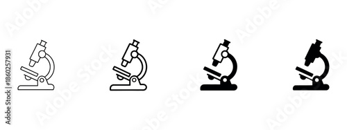 Microscope Icon Set Vector – Science, Research, and Laboratory Symbols