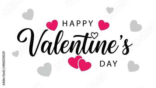 Happy Valentine's Day Greeting with Hearts and Elegant Typography