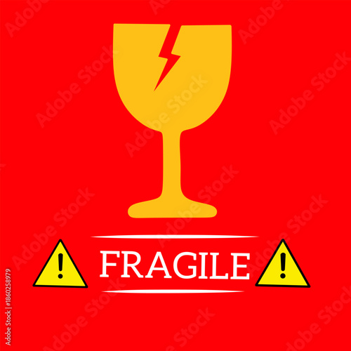 sticker fragile, fragile warning label, fragile label with broken glass symbol