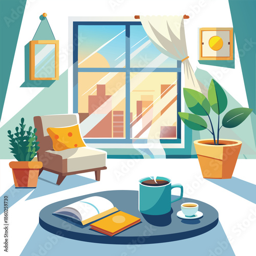 interior of a bedroom on white background