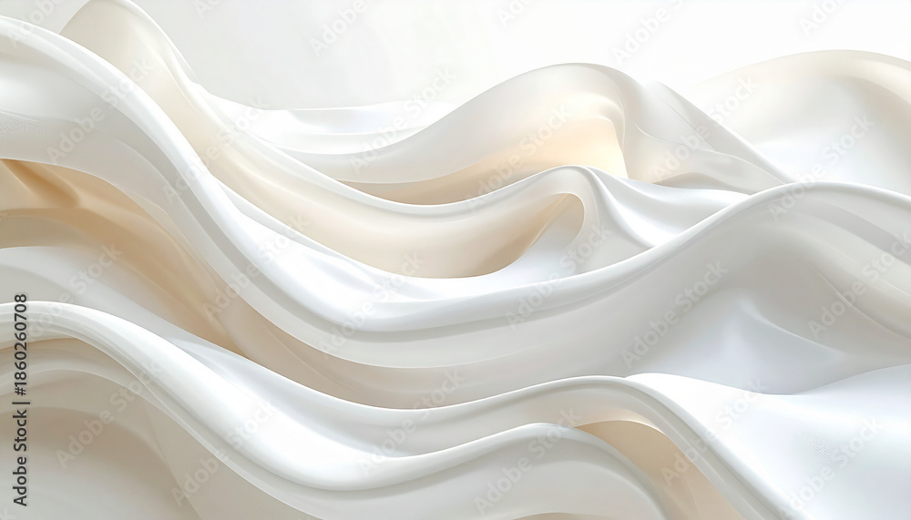 Fototapeta premium ミルキーホワイトの柔らかな波が作る抽象的な造形美