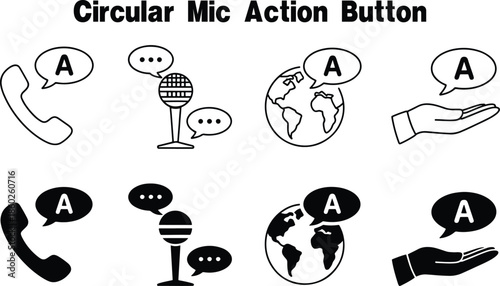 Voice Activated Assistant and Smart Communication Interface Button Icons