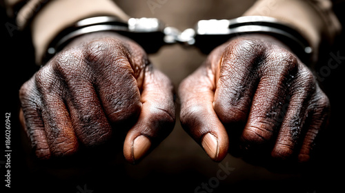 Handcuffed hands symbolizing arrest and crime