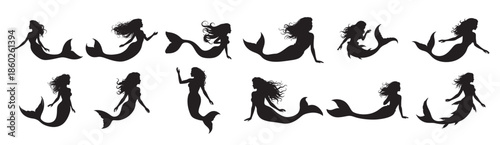 mermaid silhouette white background