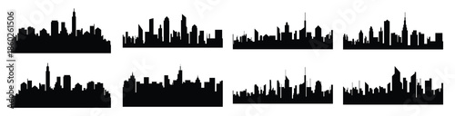 modern city scape silhouette vector collection urban