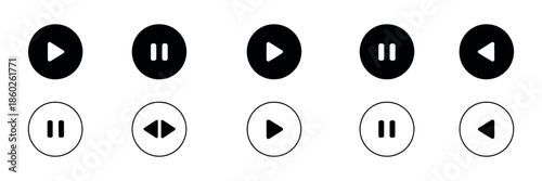 Play and Pause Icons Vector – Media Player and Music Player Symbols