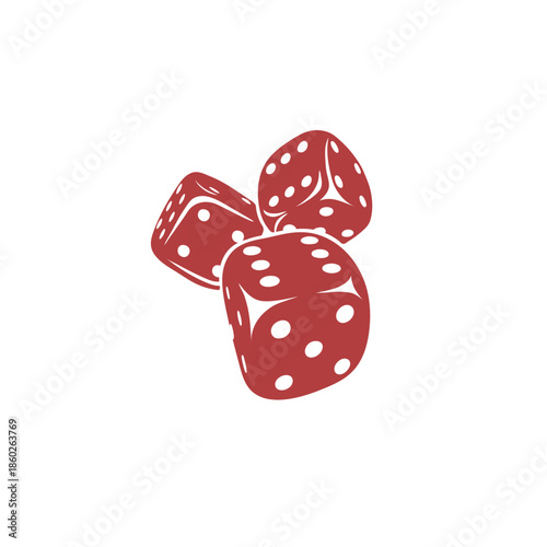 Hand drawn red play bones on white background. Vector illustration.
