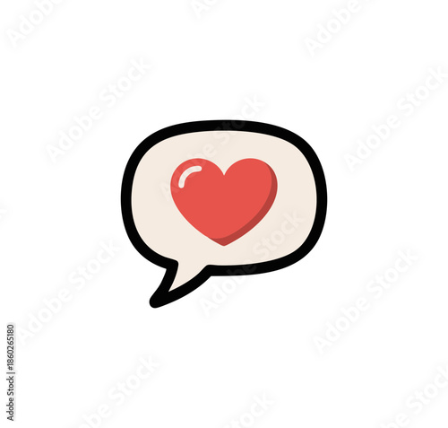 Doodle red heart illustration, vector love object