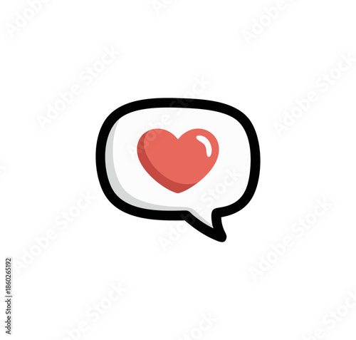 Doodle red heart illustration, vector love object