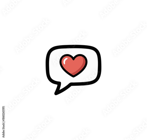 Doodle red heart illustration, vector love object