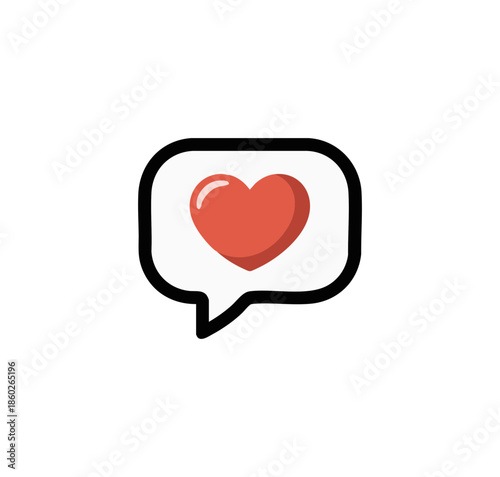 Doodle red heart illustration, vector love object