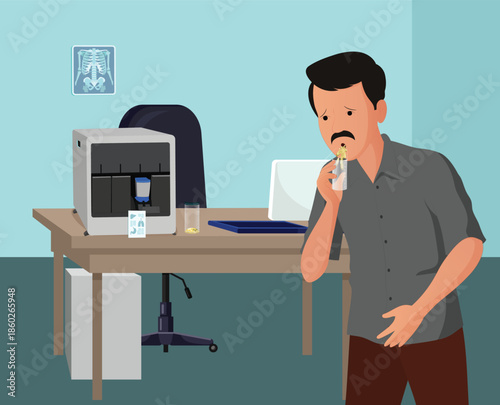 Sputum test, Man Spitting for medical test