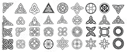 Celtic ornamental corner set featuring Irish knot border frames and medieval decorative elements, presented as intricate vector designs for traditional artwork, invitations, decorative borders, and cu