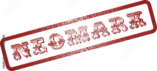 Neomark grunge style red rubber stamp effect for unique product branding or official marking
