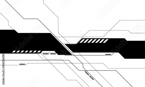 Abstract technology technology futuristic black cyber line on white design modern background vector