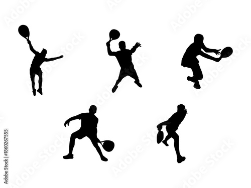 Set of Padel Player Silhouette Illustration