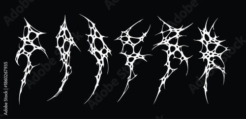 set y2k neo tribal sigilism tatto pack. Flame shape in liquid mercury. skeletal web abstract neo tribal cyber sigil gothic melted modern burn form, design element.