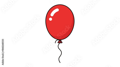 Vibrant red balloon floating gracefully, symbolizing joy and celebration for special events and festive occasions