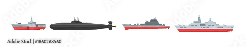 military boats and different type of naval combat ship set