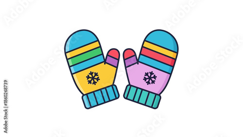 Winter warm mittens with snowflake pattern for cold weather