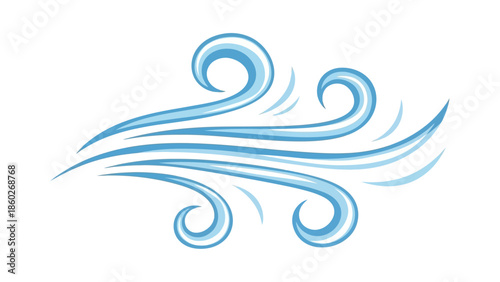 Dynamic Air Flow Illustration Representing Swirling Wind Gusts and Breezy Weather Elements for Design Projects