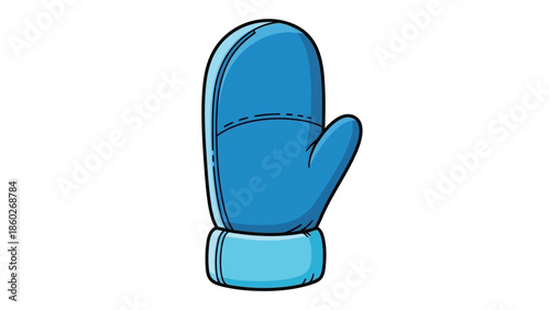 Cozy blue mitten graphic, ideal illustration for cold weather, snow activities, and winter comfort designs, providing warmth