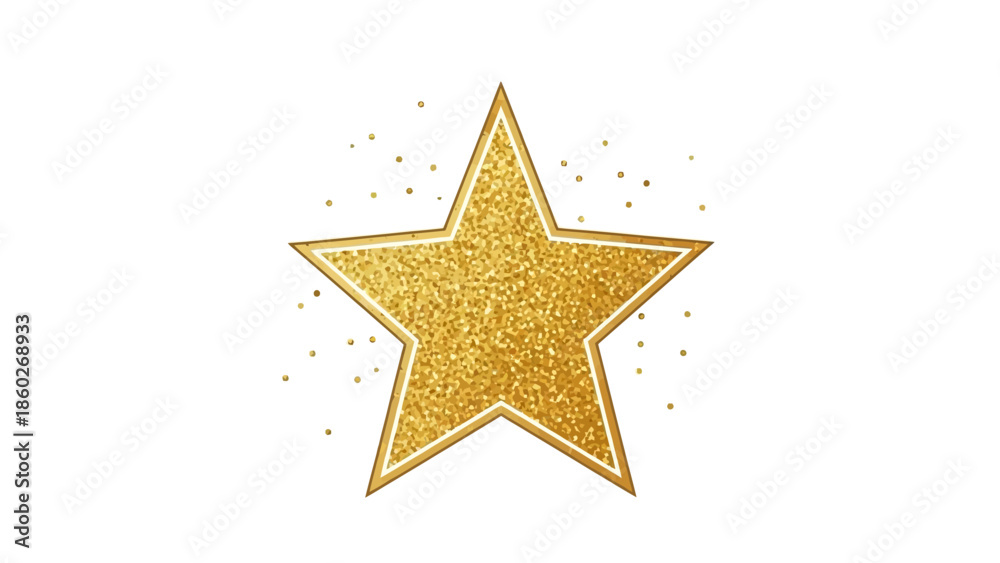 Obraz premium Brilliant Golden Glitter Star Illustration, a Symbol of Excellence and Triumph, Radiating Festive Sparkle and Joyful Celebration
