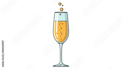 Vibrant illustration of a champagne flute brimming with effervescent golden bubbles, symbolizing celebration and festivity for special events