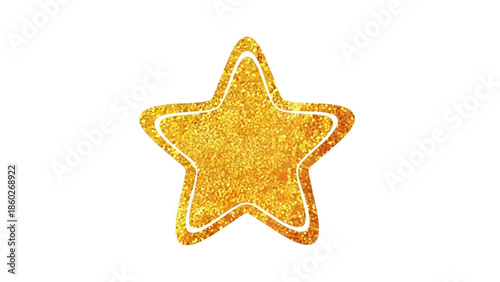 Sparkling golden star with a textured glitter effect, perfect for festive decorations, achievements, or award design elements, radiating brilliance and celebration