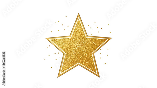 Brilliant Golden Glitter Star Illustration, a Symbol of Excellence and Triumph, Radiating Festive Sparkle and Joyful Celebration