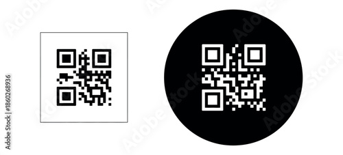 QR Code Scan Icon Vector – Square and Circle Styles for Apps and Payments