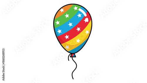 Vibrant striped and star-patterned celebration balloon, symbolizing festive joy and lighthearted party decoration for any special occasion