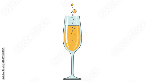 A flute glass filled with bubbly golden liquid and rising bubbles, perfect for celebrations