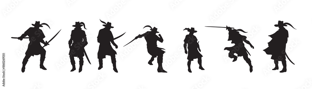 Obraz premium musketeer silhouette vector