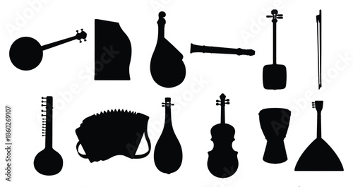 musical instruments vector black silhouettes