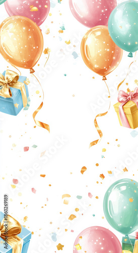 Colorful balloons and gifts create festive atmosphere for celebration event