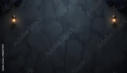 Minimal Ramadan Background with Glowing Crescent Moon Accents
